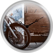 Motorcycle Parked Rusty Garage Door