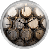 Stacked Oak Barrels In A Winery